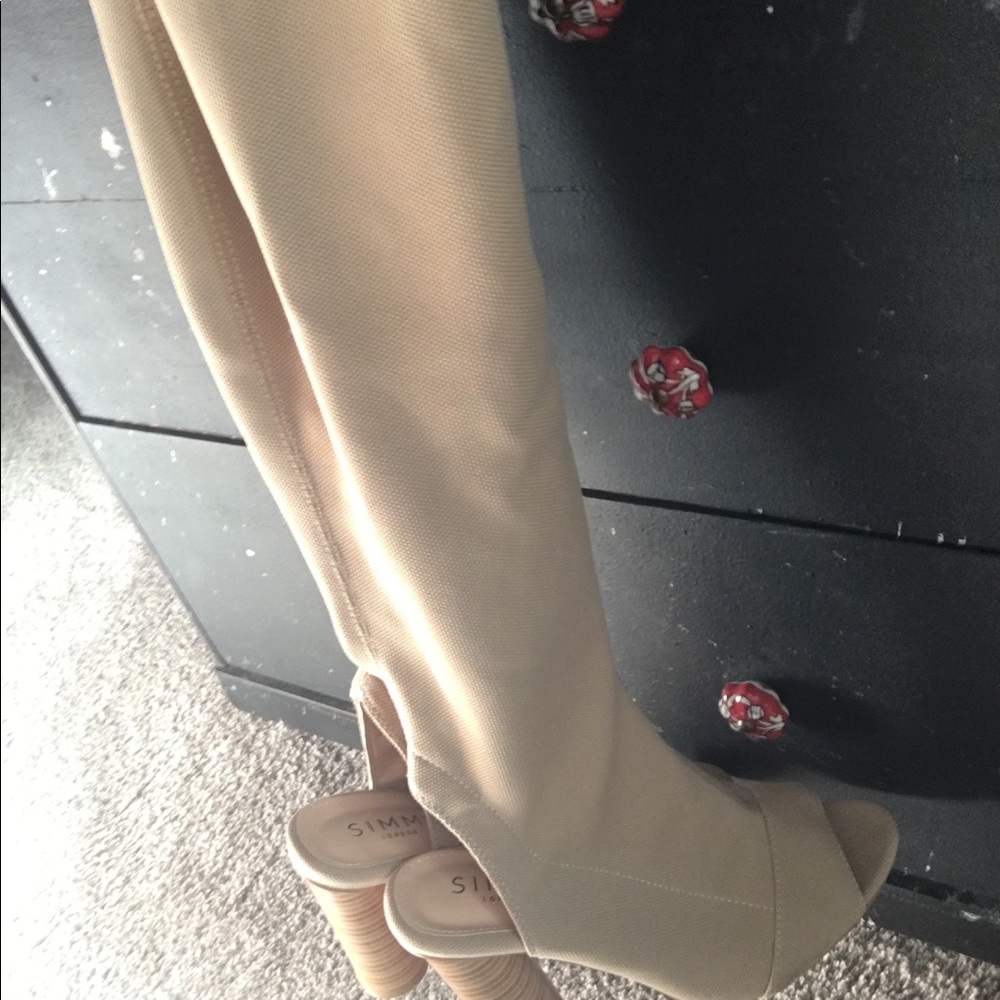 Thigh high peep toe boots